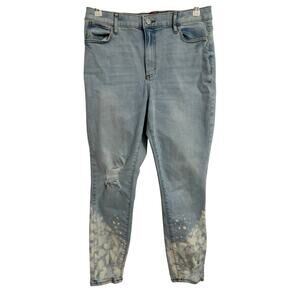 Jennifer Lopez Women's 12 High Rise Skinny Crop Jeans Ripped Distressed Light